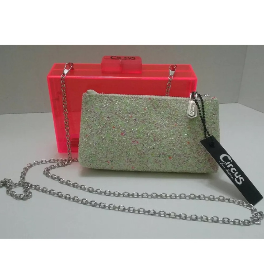 Circus by Sam Edelman-Keller Clutch, Pink translucent box w/ crystal pouch NWT